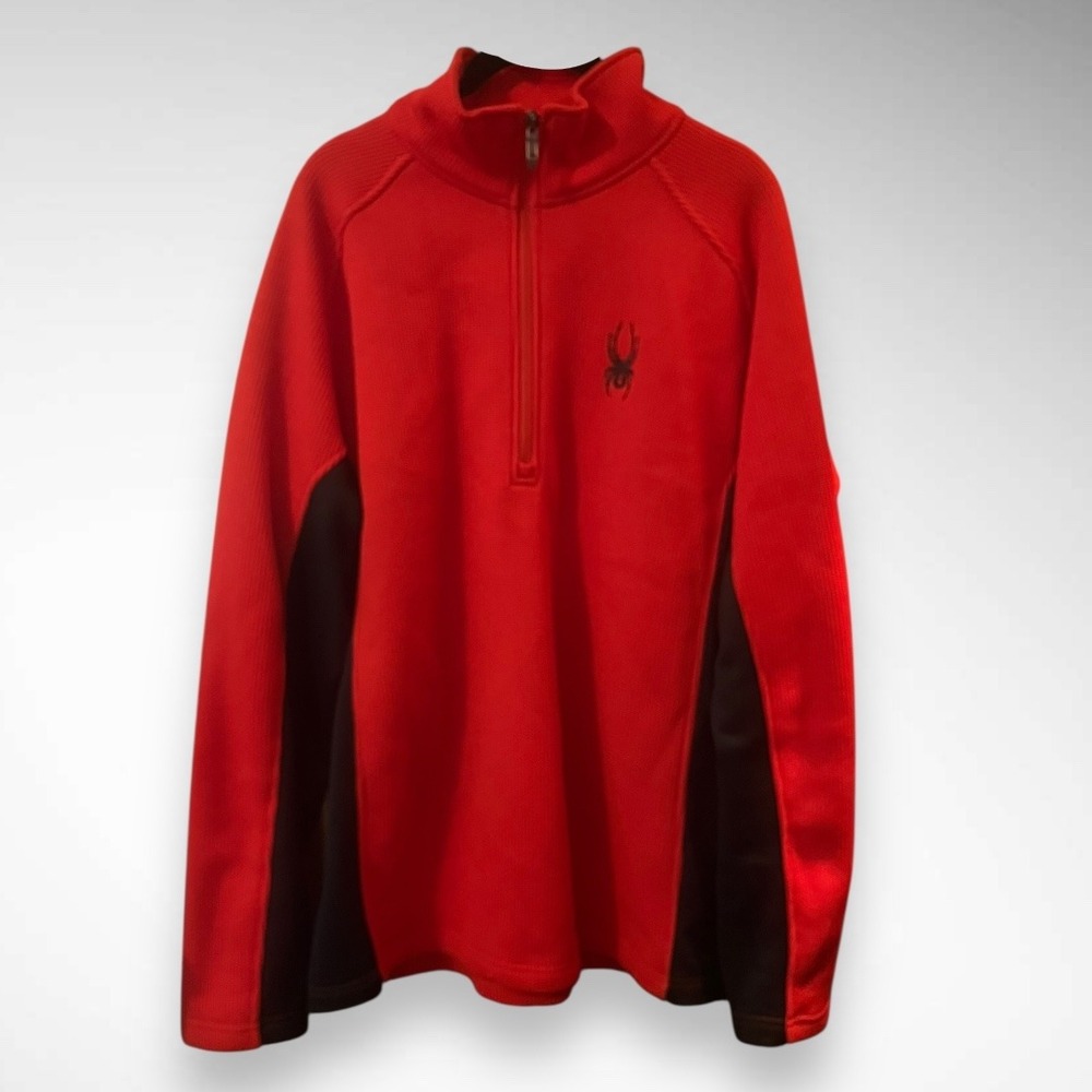 SPYDER Black and Red Outbound 1/4 Zip Pullover Sweater XL | EUC